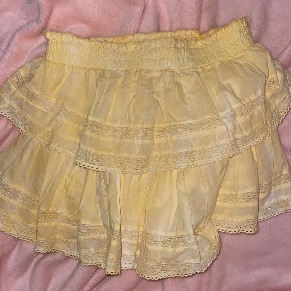 loveshackfancy ruffle mini skirt in lemon drop